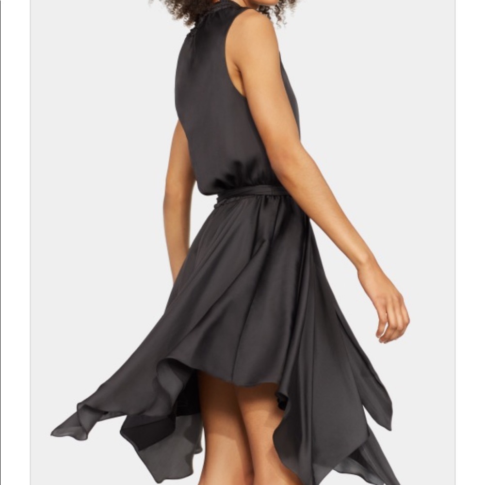 Halston heritage smocked mock neck dress black 2